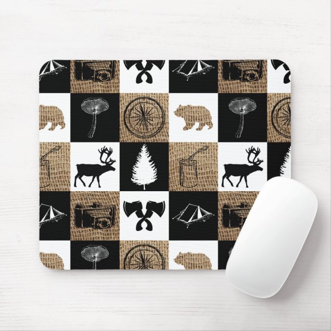 Rustic Camping Outdoors Adventure Mouse Mat (With Mouse)