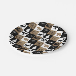 Rustic Camping Outdoors Adventure Paper Plate