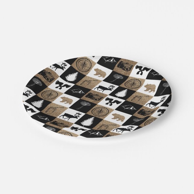 Rustic Camping Outdoors Adventure Paper Plate (Angled)