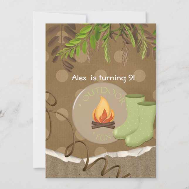 Rustic Camping Party Birthday Invitations (Front)