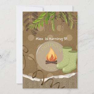 Rustic Camping Party Birthday Invitations