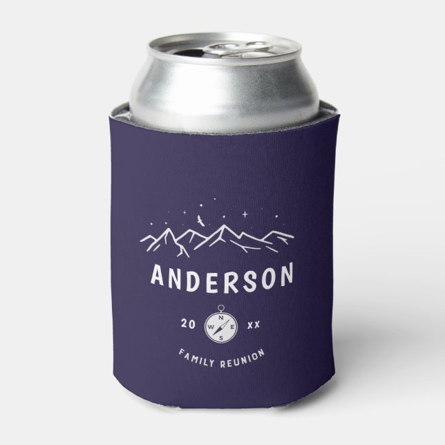 Rustic Camping Personalised Family Reunion Can Cooler (Can Front)