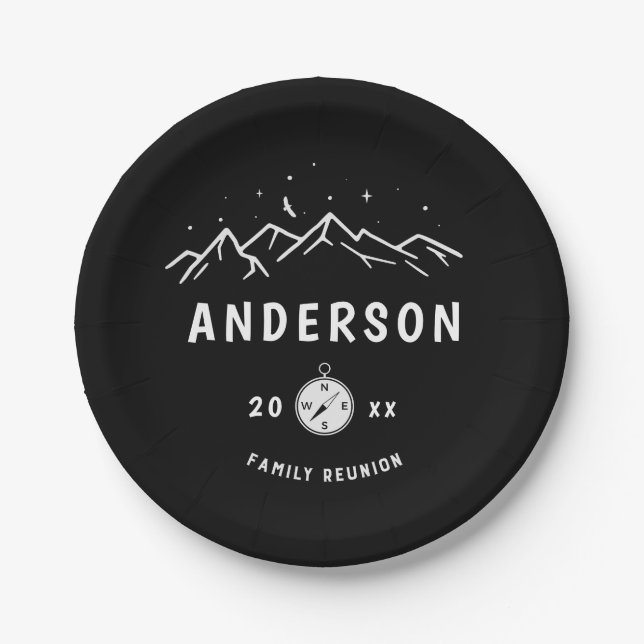Rustic Camping Personalised Family Reunion Paper Plate (Front)