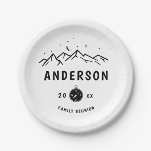 Rustic Camping Personalised Family Reunion Paper Plate