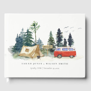 Rustic Camping Watercolor Pine Forest Wedding Guest Book
