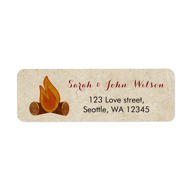 Rustic Camping Wedding address label (Front)
