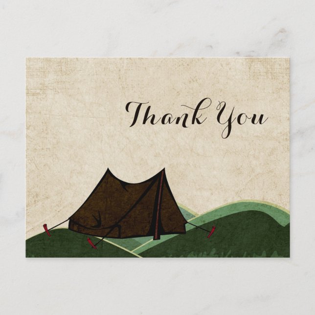 Rustic Camping Wedding Thank You Postcard (Front)