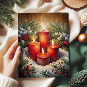 Rustic candles holly berry Christmas tissue paper