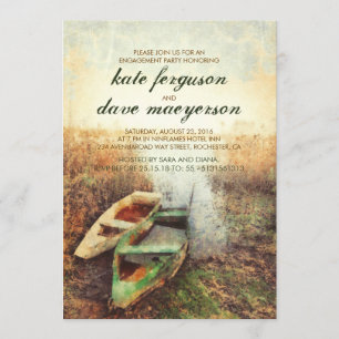 Rustic Canoe Waterfront Fall Engagement Party Invitation