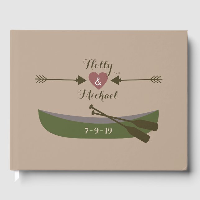 Rustic Canoe Wedding Guestbook (Front)