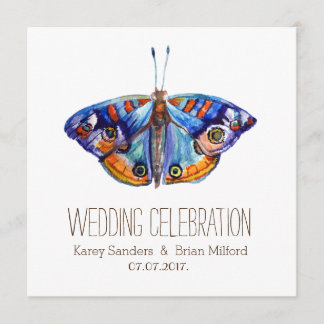 Rustic Canvas , Blue Butterfly Wedding Invitation