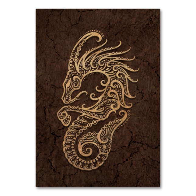 Rustic Capricorn Zodiac Sign on Stone Effect Table Number (Front)