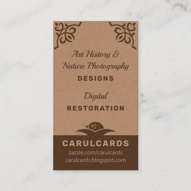 Rustic cardboard Art nouveau ornaments CC1188 Business Card (Front)