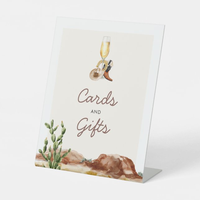 Rustic Cards and Gifts Bridal Shower Pedestal Sign (Front)