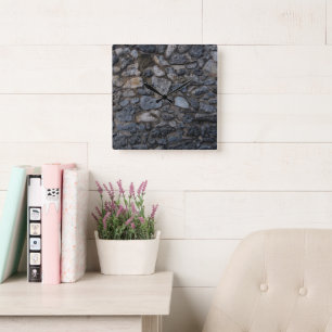 Rustic Caribbean Coral Stone Wall 2 Square Wall Clock