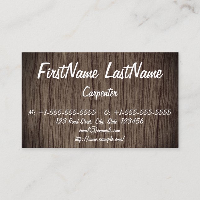 Rustic Carpenter / Woodworker Profile Card (Front)