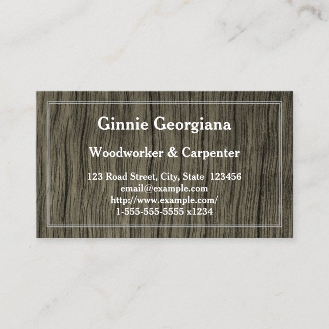 Rustic Carpenter, Woodworker, Tree Care Business Card (Front)