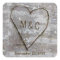 Rustic Carved Birch Heart Tree Wedding Initials