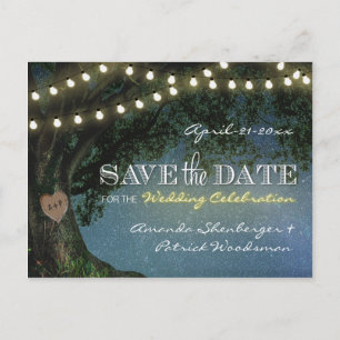 Rustic Carved Oak Tree Wedding Save The Date Cards