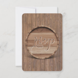 Rustic Carved Wooden Barrel  Wedding RSVP