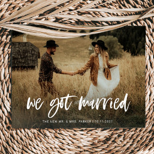 Rustic Casual Script Photo Elopement Announcement