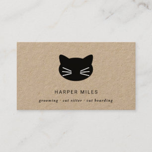 Rustic cat logo cat sitter business card