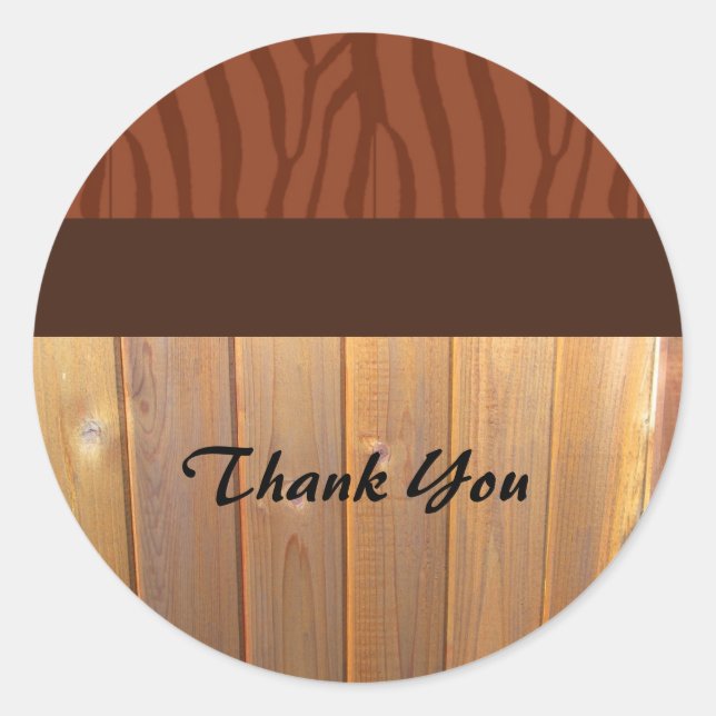 Rustic Cedar Fence Thank You Classic Round Sticker (Front)