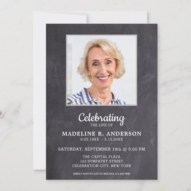 Rustic Celebration Of Life Memorial Photo Funeral Invitation (Front)