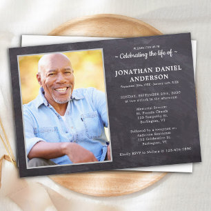 Rustic Celebration Of Life Photo Funeral Memorial Invitation