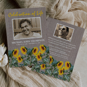 Rustic Celebration of Life Sunflowers Invitation