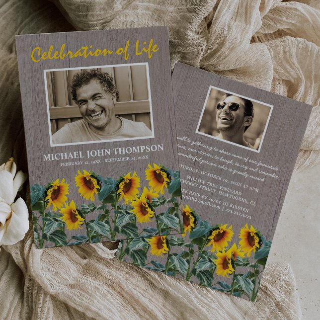 Rustic Celebration of Life | Sunflowers Invitation (Creator Uploaded)