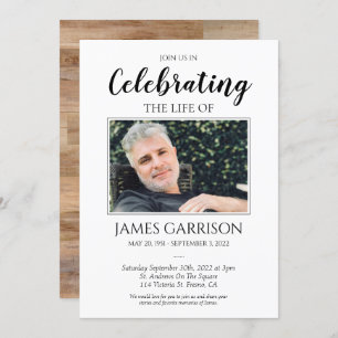 Rustic Celebration of Life With Photo Invitation