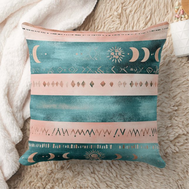 Rustic Celestial Stripe Moon Sun Earthy (1) Cushion (Blanket)