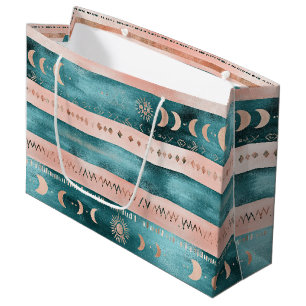 Rustic Celestial Stripe Moon Sun Earthy (1) Large Gift Bag