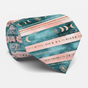 Rustic Celestial Stripe Moon Sun Earthy (1) Tie