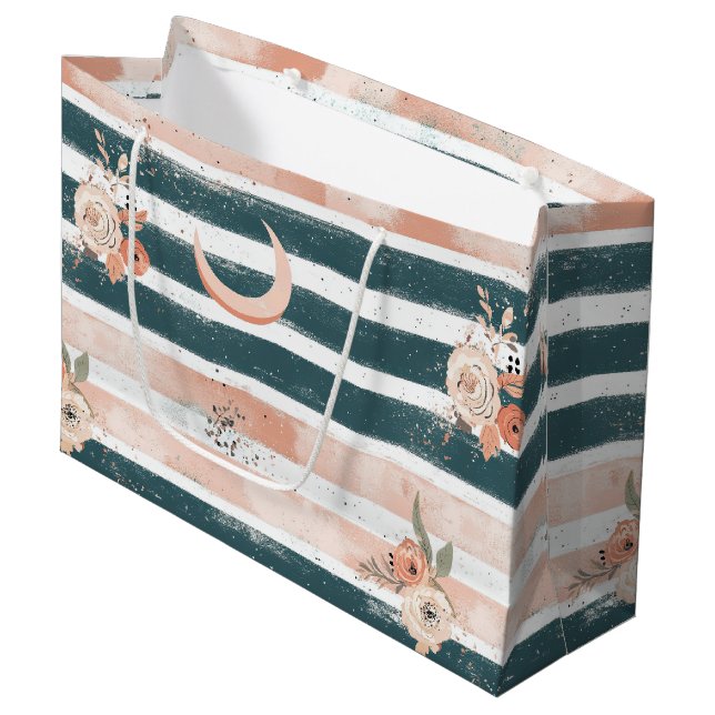 Rustic Celestial Stripe Moon Sun Earthy (3) Large Gift Bag (Front Angled)
