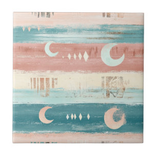 Rustic Celestial Stripe Moon Sun Earthy (4) Tile