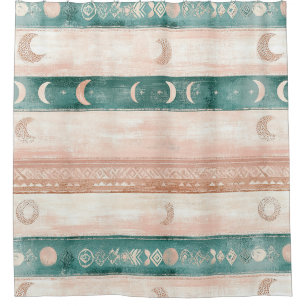 Rustic Celestial Stripe Moon Sun Earthy (7) Shower Curtain
