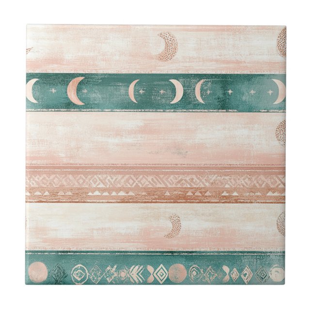 Rustic Celestial Stripe Moon Sun Earthy (7) Tile (Front)