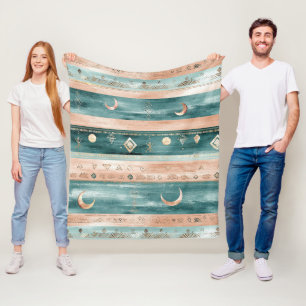 Rustic Celestial Stripe Moon Sun Earthy (9) Fleece Blanket