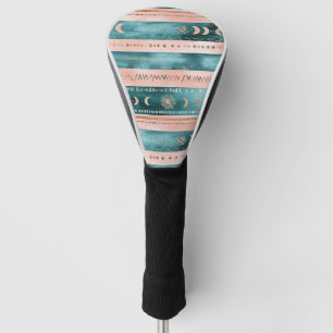 Rustic Celestial Stripe Moon Sun Earthy Golf Head Cover