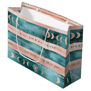 Rustic Celestial Stripe Moon Sun Earthy Large Gift Bag