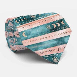 Rustic Celestial Stripe Moon Sun Earthy Tie