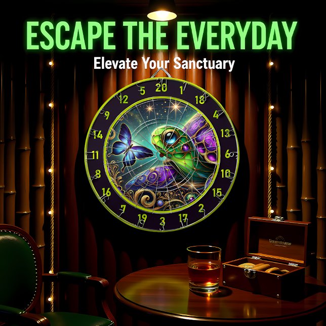 Rustic Celestial Turtle Butterfly Lodge Art Dartboard (Creator Uploaded)
