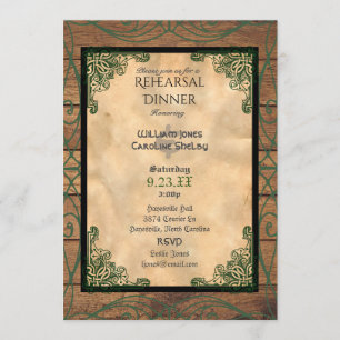 Rustic Celtic Claddagh Rehearsal Dinner Invitation