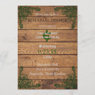 Rustic Celtic Claddagh Rehearsal Dinner Invitation