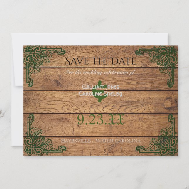 Rustic Celtic Claddagh Save the Date (Front)