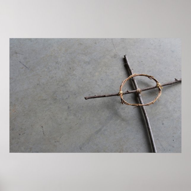 Rustic Celtic Cross of Sticks and Vines Poster (Front)