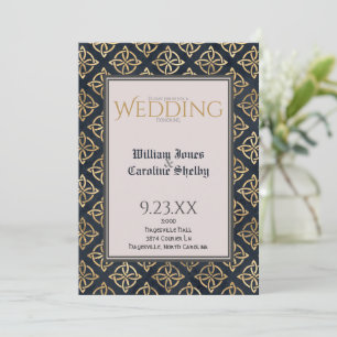 Rustic Celtic Knot Blue and Gold Invitation