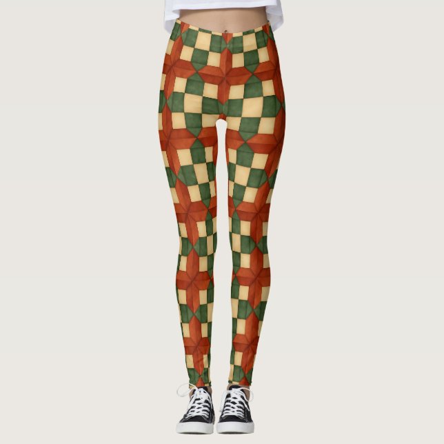 Rustic Centerpiece – Heritage Patchwork Leggings (Front)